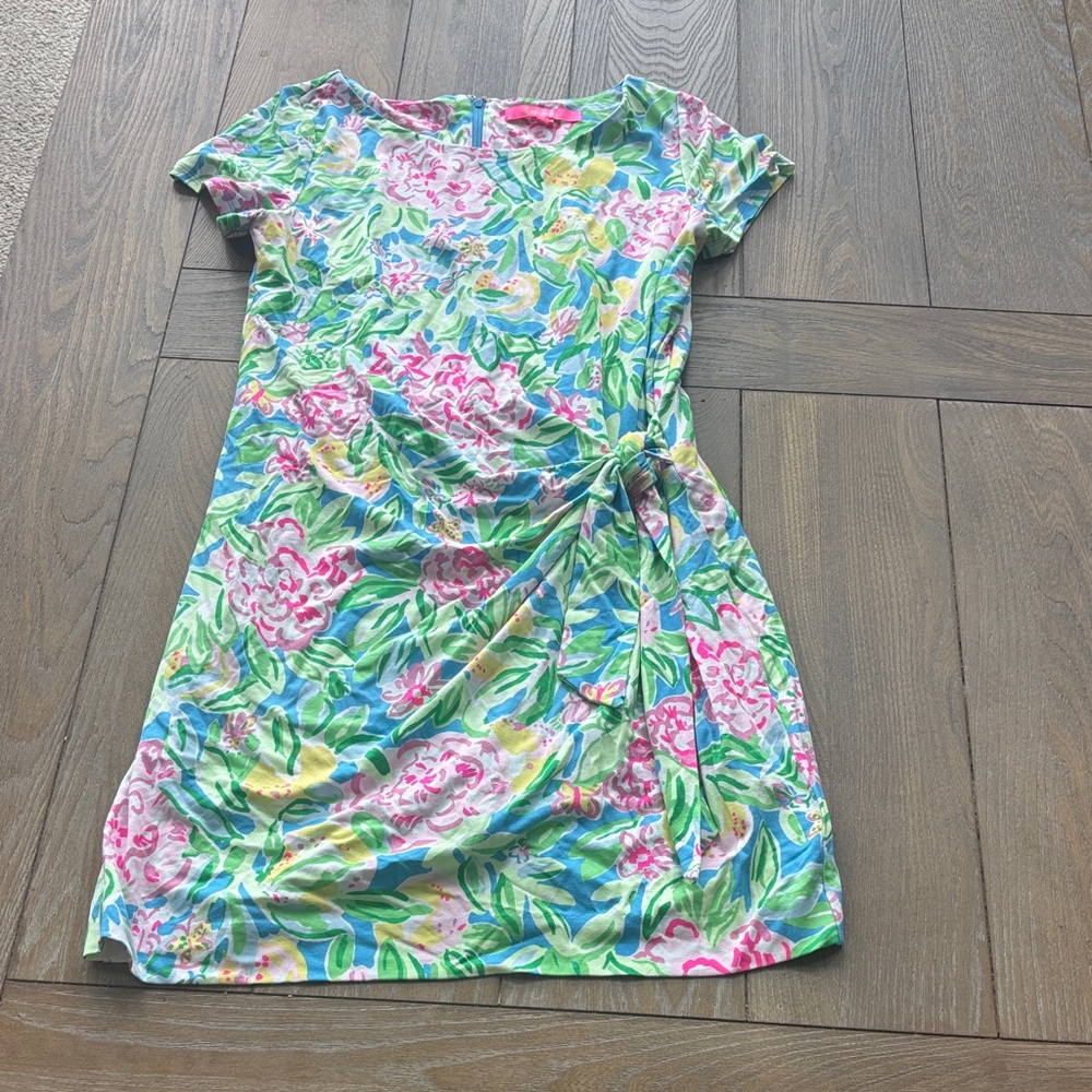 Lilly Pulitzer Floral Short-Sleeve Romper in Blue, Pink, Green